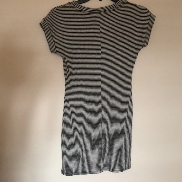 Black & Gray Striped Body Con Mini T-Shirt Dress - Picture 4 of 4